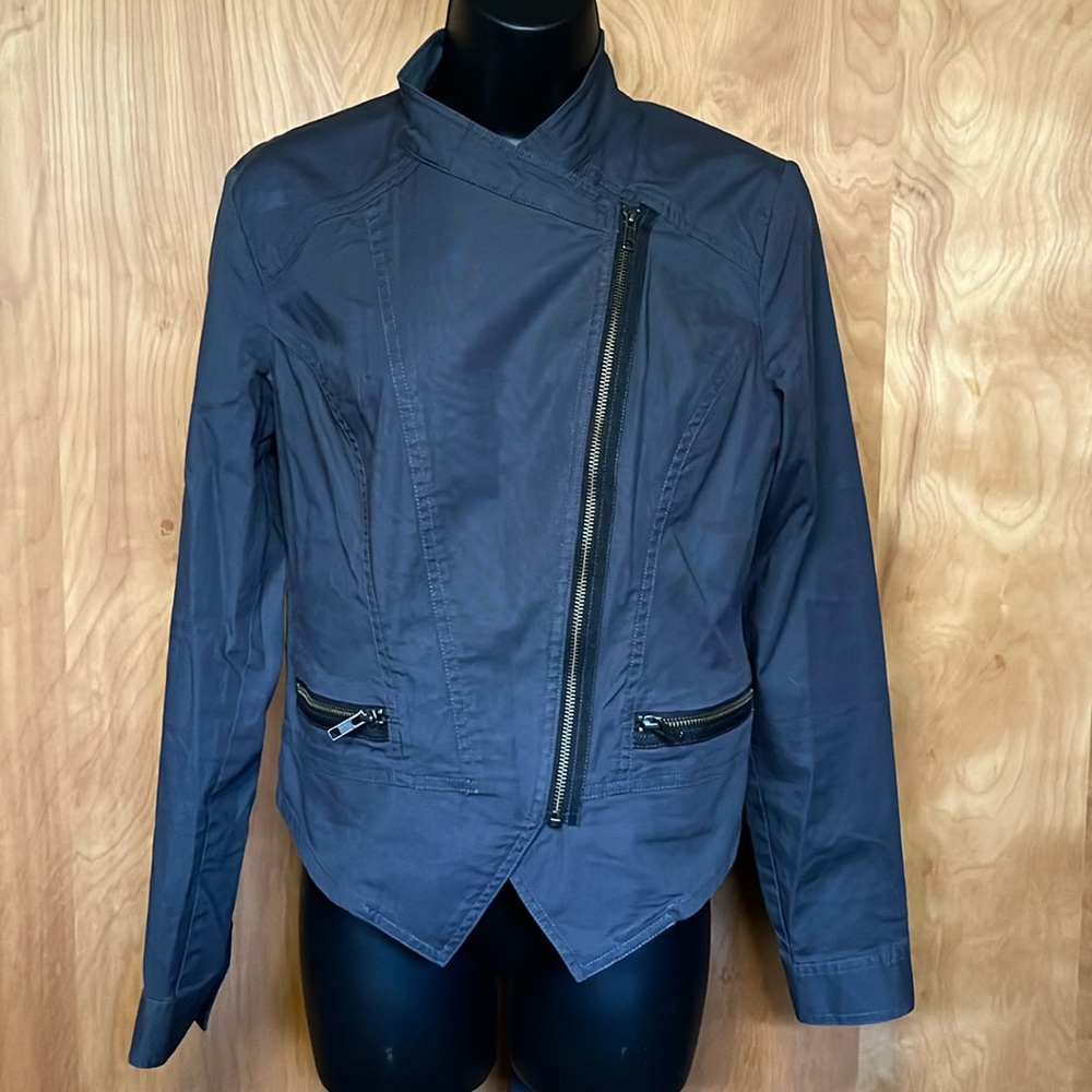 CAbi #3023 Jacket Twighlight Aymmetrical Moto Zip Crop Cotton Small - Picture 2 of 6